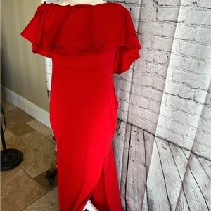 Elegant Red Off-Shoulder Dress